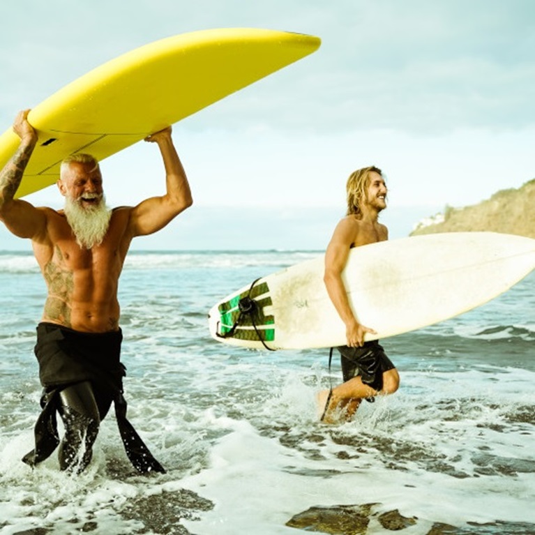 Two men surfing